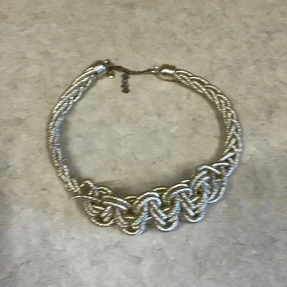 Gold Colored‎ Twisted Braided Knotted Necklace
